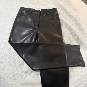 Aritzia Faux Leather Black Straight Leg Pant